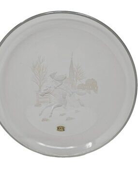 Vintage 1970 Val St Lambert Intaglio Cut Crystal Glass Plate Paul Revere Ltd Ed